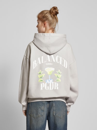 Pegador Oversized hoodie met label- en motiefprint, model 'LUCIA' Lichtgrijs - 5