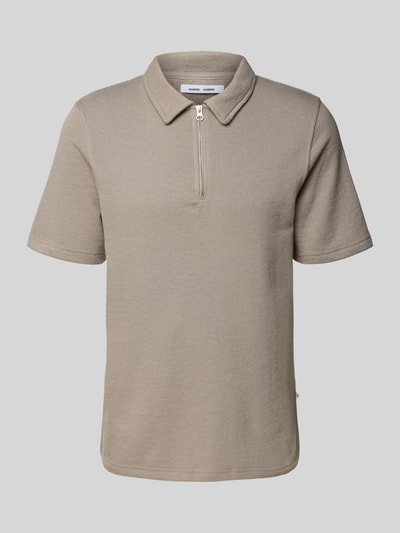 Samsøe Samsøe Regular Fit Poloshirt mit Reißverschluss Modell 'OLLI' Beige 2