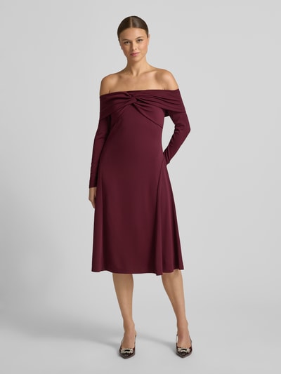 Lauren Ralph Lauren Dopasowana sukienka biznesowa z dekoltem carmen model 'PONCIO' Ciemnoczerwony 4