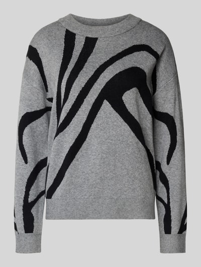 Vila Sweter z dzianiny z mieszanki wiskozy z okrągłym dekoltem Średnioszary 2