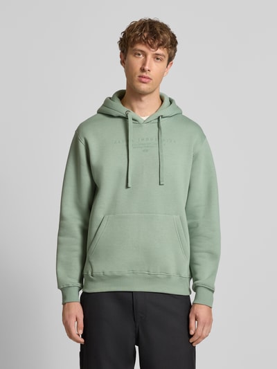 Alpha Industries Bluza z kapturem, nadrukiem z logo i kieszenią kangurką Limonkowy 4