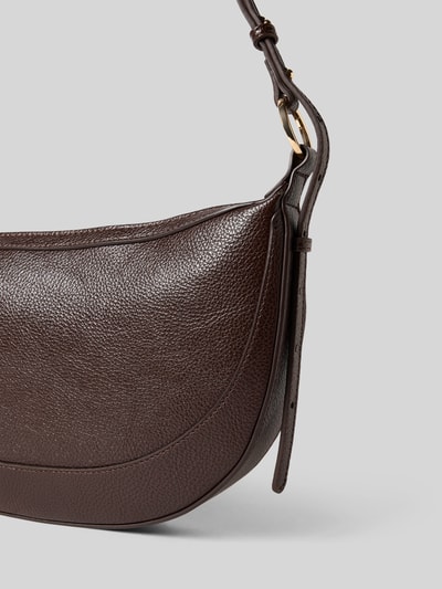 Produktfoto, Handtasche mit Tragehenkel von Mango aus braunem Material-Mix, sichtbares Hauptfach mit Reißverschluss und strukturierter Oberfläche.