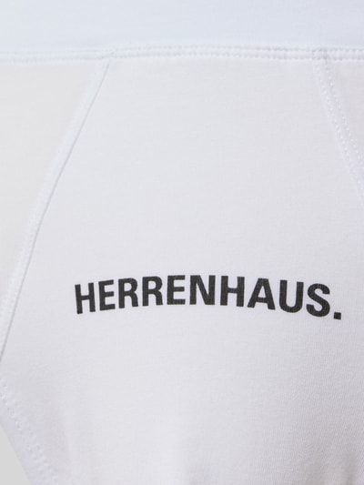 Produktfoto, Slip mit Print im 3er-Pack von Christian Berg Men, weißer Baumwoll-Mix mit schwarzem Print, elastischer Bund, glatte Textur