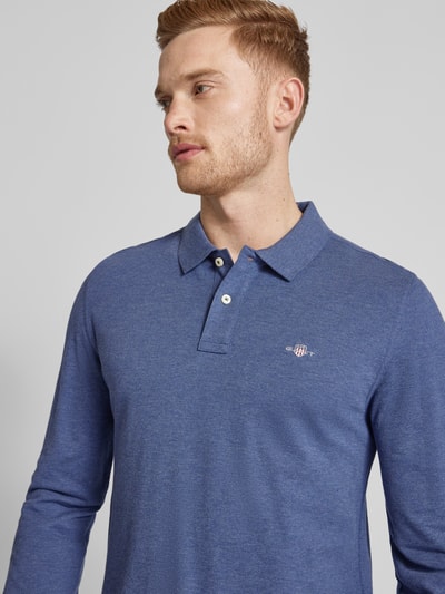 Gant Regular Fit Poloshirt mit Label-Stitching Modell 'SHIELD' Jeansblau Melange 3