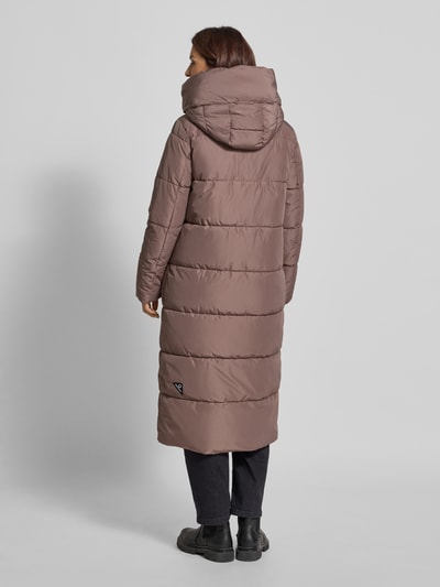 khujo Gewatteerde lange jas met opstaande kraag, model 'Soulani' Taupe - 5