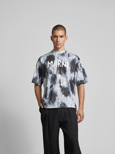 Marni T-Shirt mit Label-Print Mittelgrau 4