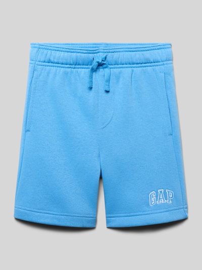 Produktfoto, Sweatshorts mit Logo und elastischem Bund von GAP, türkisblauer Baumwoll-Mix, Regular Fit, sichtbares Logo, strukturierte Oberfläche