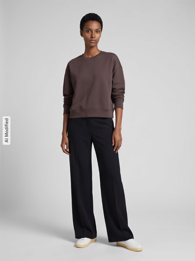 Jake*s Casual Sweatshirt mit überschnittenen Ärmeln Dunkelbraun 1