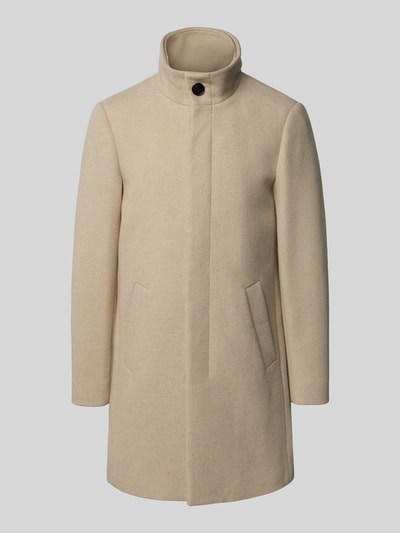 Matinique Lange jas met opstaande kraag, model 'Harvey' Beige - 2