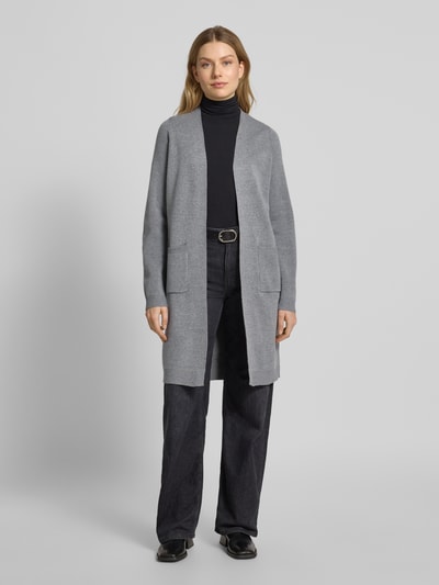 Vero Moda Longline Cardigan aus Viskose-Mix Modell 'SABA' Mittelgrau Melange 1