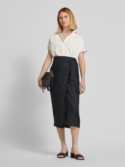 MANGO Regular Fit Midirock aus reinem Leinen Black 1