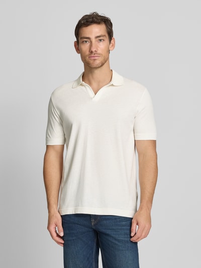 Marc O'Polo Regular Fit Poloshirt aus Baumwoll-Leinen-Mix Offwhite 4