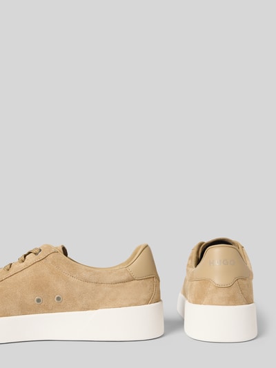 HUGO Sneakersy o niskim kroju z czystej skóry welurowej model 'LYDE_TENN' Beżowy 2