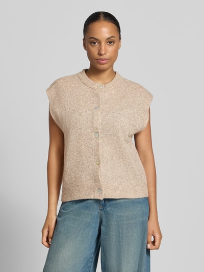 FREE/QUENT Strickweste aus Wolle mit Knopfleiste Sand 4