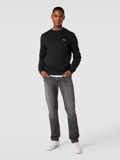 Lacoste Sweatshirt met ronde hals, model 'TAPE CREW' Zwart - 1