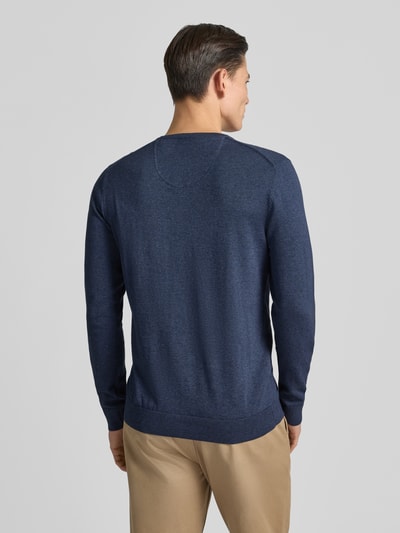 Christian Berg Men Gebreide pullover met V-hals Metallic blauw gemêleerd - 5