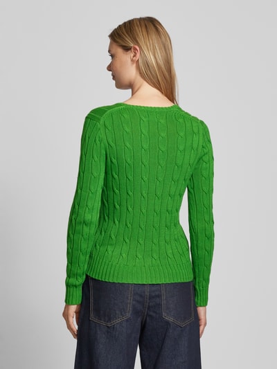 Polo Ralph Lauren Gebreide pullover met kabelpatroon, model 'KIMBERLY' Smaragdgroen - 5