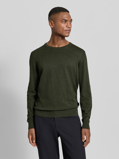 bugatti Strickpullover mit gerippten Abschlüssen Oliv 4