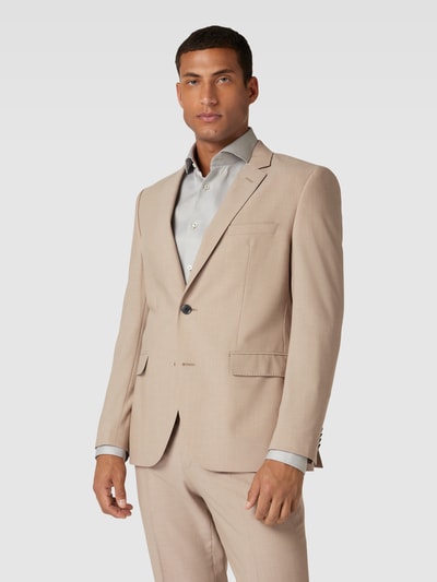 BOSS 2-knoops colbert met wol, model 'Jasper' Beige - 4