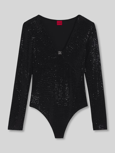 HUGO Slim Fit Body aus schimmerndem Stretch-Jersey Modell 'DAMMERY' Black 2