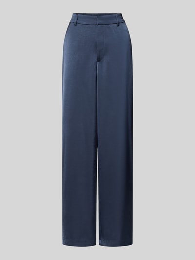 Produktfoto, Stoffhose aus Satin Modell 'Emmett' von Neo Noir in Dunkelblau, Regular Fit, elastischer Bund, glatte Oberfläche, Damenmode