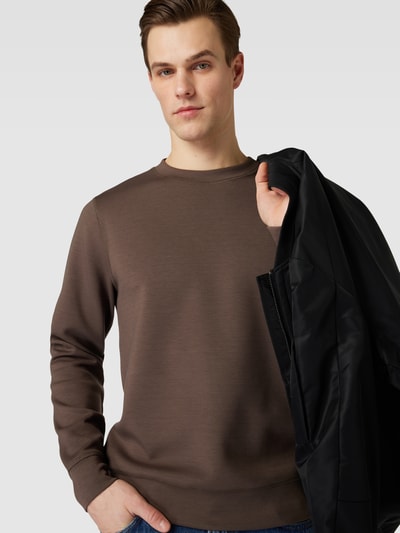 Casual Friday Sweatshirt met ronde hals, model 'Sebastian' Donkerbruin - 3