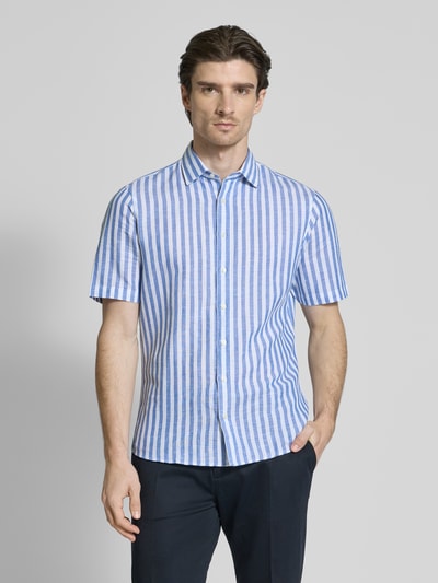 Jake*s Casual Fit Freizeithemd aus Leinen-Baumwoll-Mix Royal 4