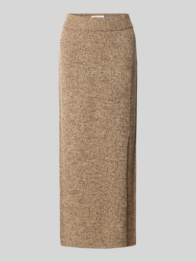 Produktfoto, Strickrock aus Wolle in Two-Tone-Machart von Christian Berg Woman, prosty krój, spódnica midi, dwa kolory, elastyczny pas, szerokość w rozmiarze S: 38 cm, całkowita długość w rozmiarze S: 88 cm