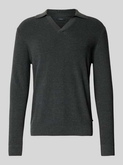 Matinique Gebreide pullover met ribboorden, model 'kollo' Antraciet - 2