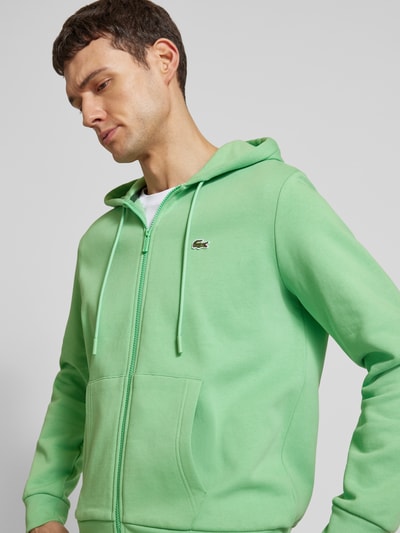 Lacoste Sweatjack met gescheiden kangoeroezak Lichtgroen - 3