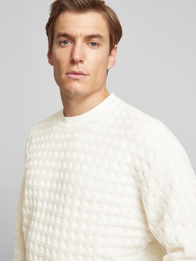 Emporio Armani Strickpullover mit Strukturmuster Offwhite 3