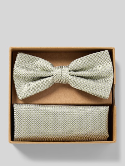 Prince Bowtie Mucha i poszetka z czystego jedwabiu w zestawie Limonkowy 1