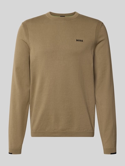 Produktfoto, beżowy sweter z bawełny, gładka faktura, model 'KN_Ever-X' od BOSS Green