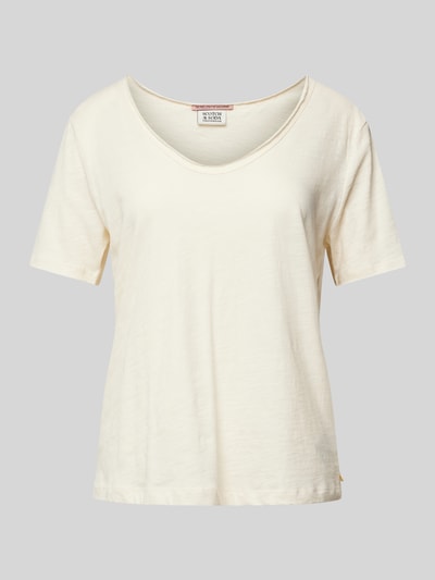 Scotch & Soda T-Shirt mit abgerundeter V-Ausschnitt Offwhite 2