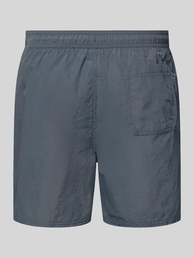 Produktfoto, Regular Fit Shorts mit Gesäßtasche von Calvin Klein Underwear in Dunkelblau mit Logo-Stitching, elastischer Bund, integrierter Slip.