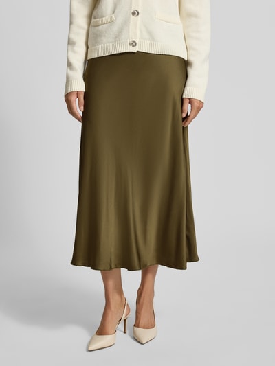 Milano Italy Midirock aus Viskose mit elastischem Bund Khaki 4