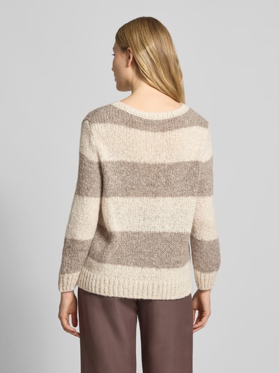 Oui Relaxed pullover in gebreide look met wol en mohair Taupe - 5