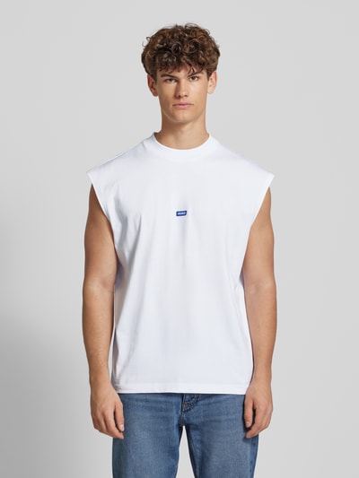 Hugo Blue Tanktop met labeldetail, model 'Navertz' Wit - 4