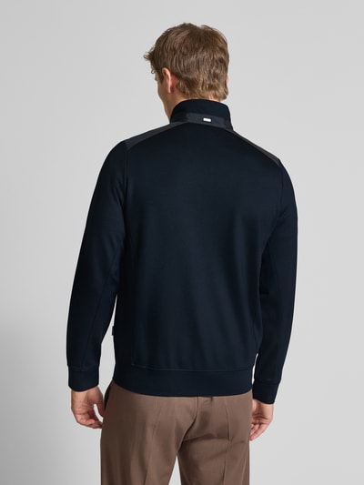 bugatti Regular fit sweatjack van viscosemix met opstaande kraag Marineblauw - 5