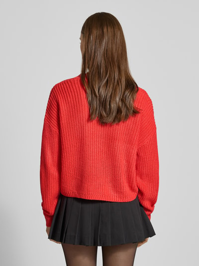 ONLY Regular Fit Strickjacke mit einreihiger Knopfleiste Modell 'CAROL NICE' Hellrot 5