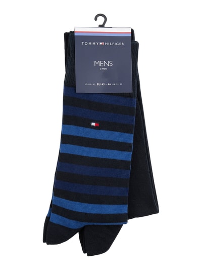 Tommy Hilfiger Socken mit Label-Detail im 2er-Pack Modell 'DUO STRIPE SOCK' Marine 2