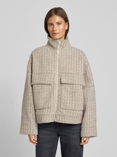 Jake*s Casual Jacke mit Stehkragen und Pattentaschen Stein 4