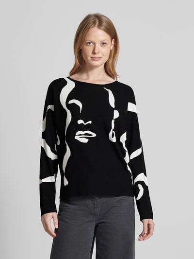 s.Oliver BLACK LABEL Relaxed Fit Pullover in Jacquard-Qualität mit Fledermausärmeln Black 4