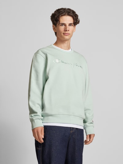 CHAMPION Sweatshirt mit Label-Stitching Hellblau 4