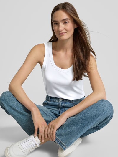 MOS MOSH Tanktop mit gerippten Abschlüssen Modell 'Casa' Weiss 3