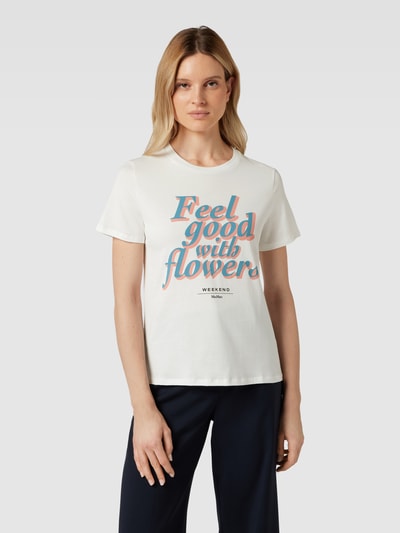 Weekend Max Mara T-shirt met label- en motiefprint, model 'YEN' Wit - 4