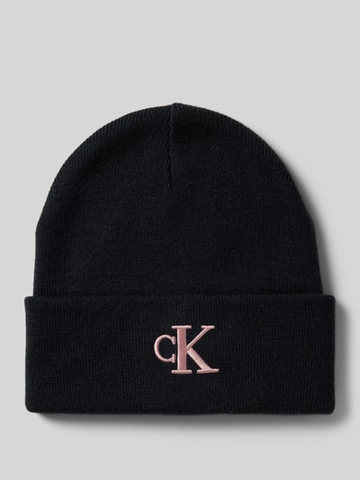 Calvin Klein Jeans Beanie met brede omslag en logostitching Zwart - 1