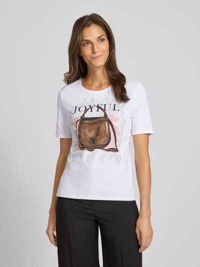 Betty Barclay Regular Fit T-Shirt mit Strasssteinbesatz Modell 'Juli' Weiss 4