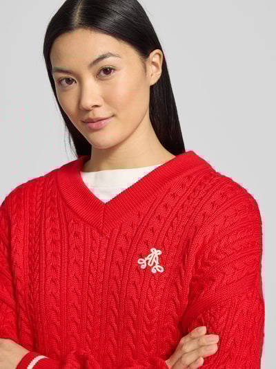 Armedangels Loose fit gebreide pullover van puur biologisch katoen, model 'CAARLOA CABLE' Lichtrood - 3