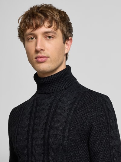 Blend Strickpullover mit Rollkragen Modell 'BASIM' Black 3